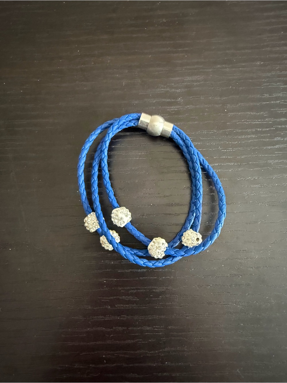 Blue multi-strand braided corded wrap bracelet